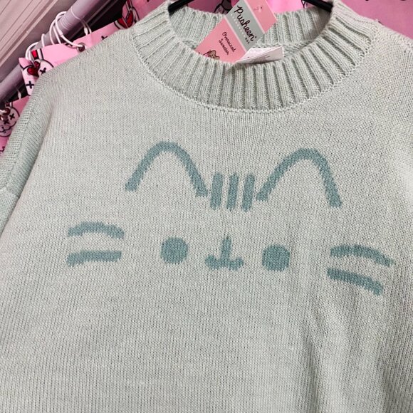 ♡SOLD♡ Pusheen Box winter 2024 exclusive mint green sweater oversized xs - Picture 9 of 12